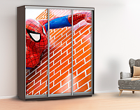 Наклейка с человеком пауком в детскую на шкаф, двери, стены 240 х 100 см с защитной ламинацией