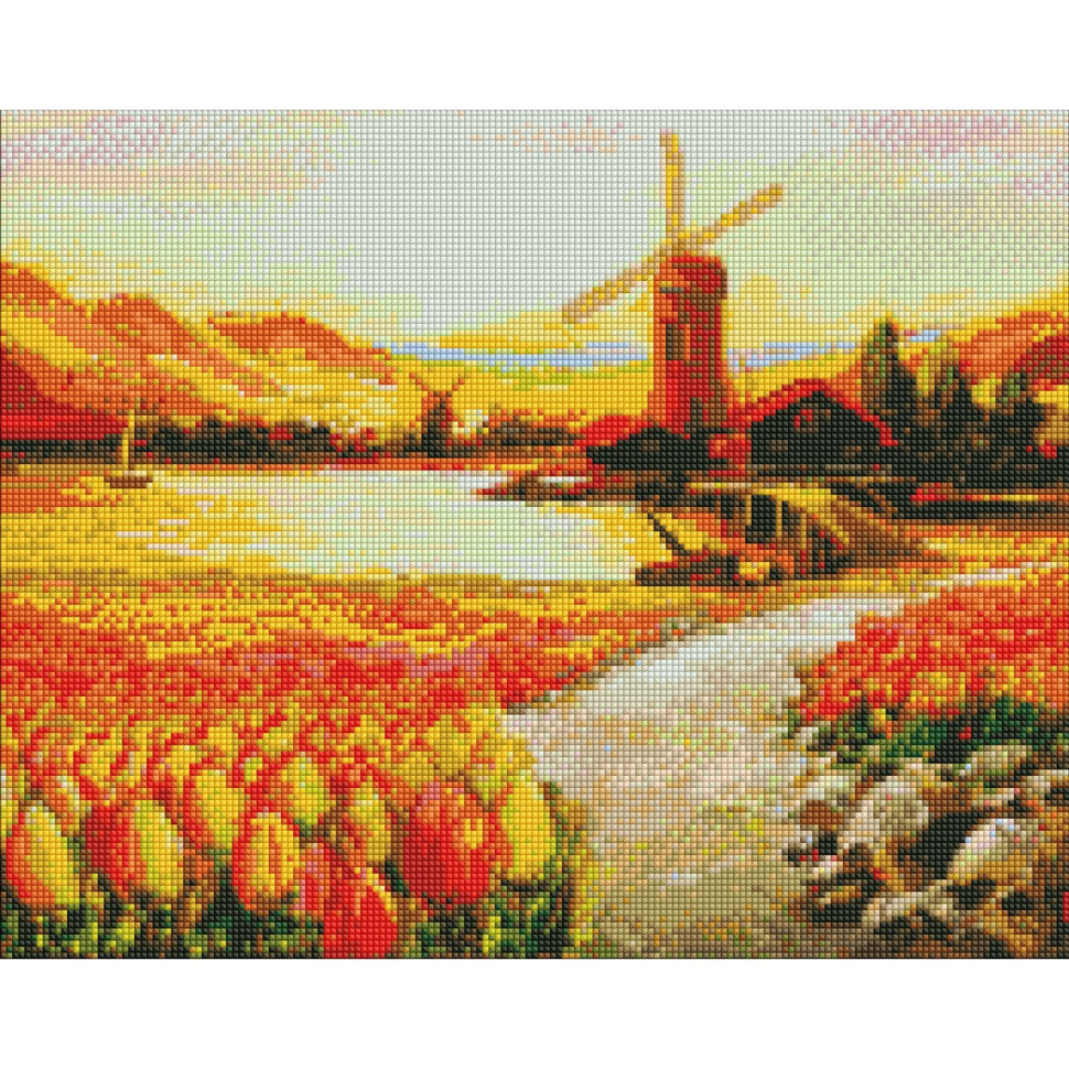 Алмазная мозаика "В долине тюльпанов" ©BOND Tetiana AMO7649 Идейка 40х50 см от LamaToys - фото 1 - id-p1974048831