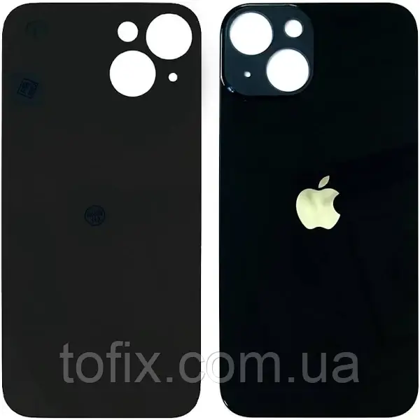 Задня панель корпусу (кришка акумулятора) iPhone 14 (великий отвір) оригінал, Чорний