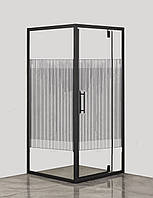Душовий кут Sansa чорне/прозоре-смужка 6мм, 900*900*1850 мм без піддону