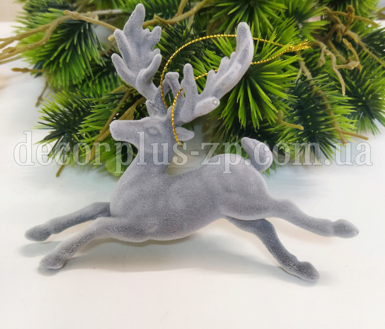 Підвіска новорічна "Лось". Флокований. Сірий, фото 1