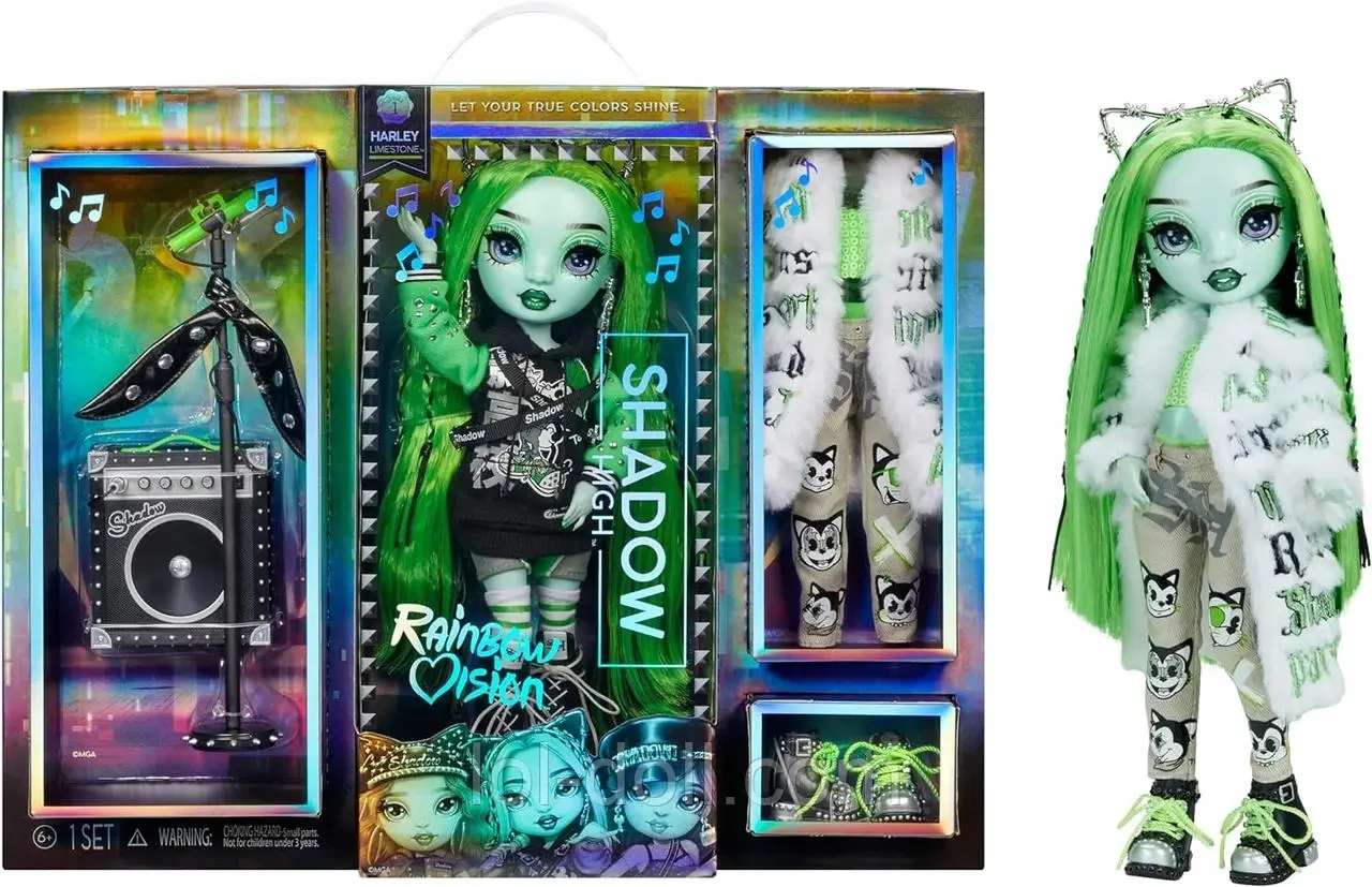 Лялька Рейнбоу Хай Шедоу Хай Харлі Лаймстоун Rainbow Vision Shadow High Neon Shadow- Harley Limestone Green