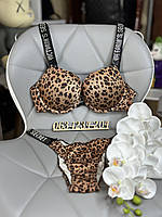 Комплект женского нижнего белья Victoria`s Secret Леопард Виктория Сикрет со стразами