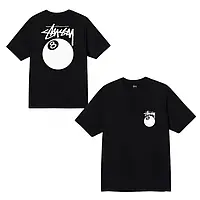 Черная футболка Stussy 8 Ball Logo унисекс футболки Стасси Стусси Шар