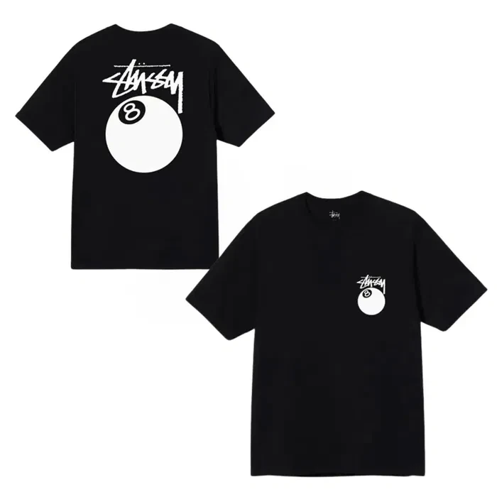 Чорна футболка Stussy 8 Ball Logo унісекс футболки Стассі Стуссі Шар