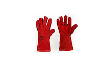 Перчатки Сила - замшевые краги 14" (красные)