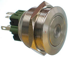Кнопка антивандальная d32mm різьблення 28mm h33mm 2 положення 6 контактів індикація