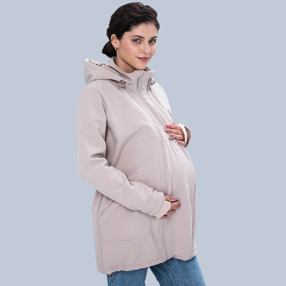 Слінгокуртка куртка для вагітних Softshell 4в1 NEW Бежева