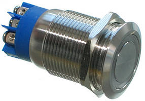 Кнопка антивандальная d22mm різьблення 19mm h36mm 6 контактів під гвинт індикація