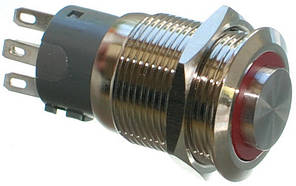 Кнопка антивандальная d22mm різьблення 19mm h33mm 5 контактів індикація
