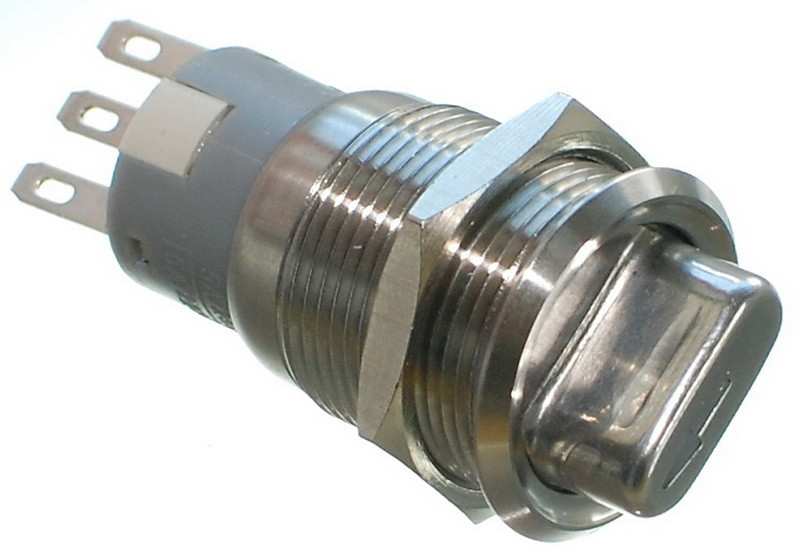 Перемикач антивандальный d22mm різьблення 19mm h39mm 2 положення 3 контакти індикація