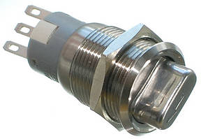 Перемикач антивандальный d22mm різьблення 19mm h39mm 2 положення 3 контакти індикація