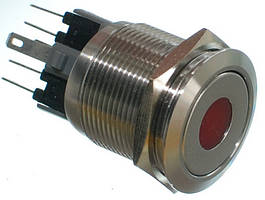 Кнопка антивандальная d25mm різьблення 22mm h32mm 6 контактів індикація