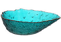 Салатник стеклянный формы Авокадо с золотым ободком 20.5*15*5см