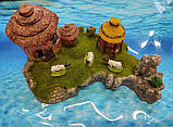 Декорація для акваріума "Село на скелі, з травою", 21*11 см, фото 3