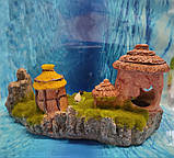 Декорація для акваріума "Село на скелі, з травою", 21*11 см, фото 5