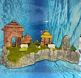Декорація для акваріума "Село на скелі, з травою", 21*11 см, фото 2