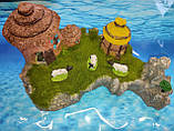 Декорація для акваріума "Село на скелі, з травою", 21*11 см, фото 4