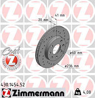 Диск гальмівний ПЕРЕДН SPORT Z CHEVROLET AVEO 1.2-1.4 2008-, OPEL ASTRA F, CORSA B 430.1454.52