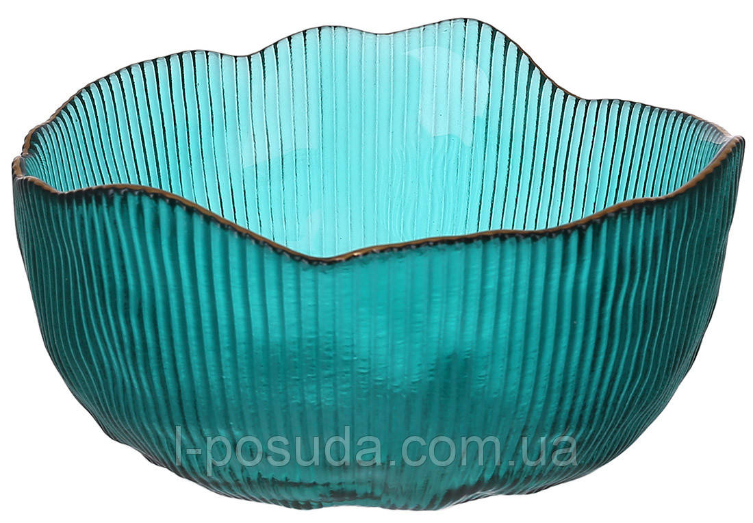 Салатник скляний із золотим обідком 20*9см, фото 1