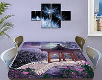 Виниловая наклейка на стол Лунный мост Япония самоклеющаяся декоративная пленка, Азия, фиолетовый 60 х 100 см