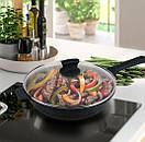 Сковорідка сотейник Maestro MR-1226-28 для кухні з кришкою, Сковорода антипригарна професійна з ручкою, фото 6