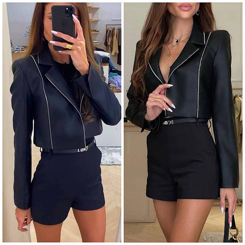 Купить Женская короткая куртка Экокожа 7217, цена 615 ₴ — Prom.ua (ID ...