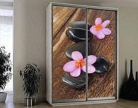 Наклейка для шкафа-купе 220 х 74 см на 2 двери цветок на камне (БП_а_fl10829)