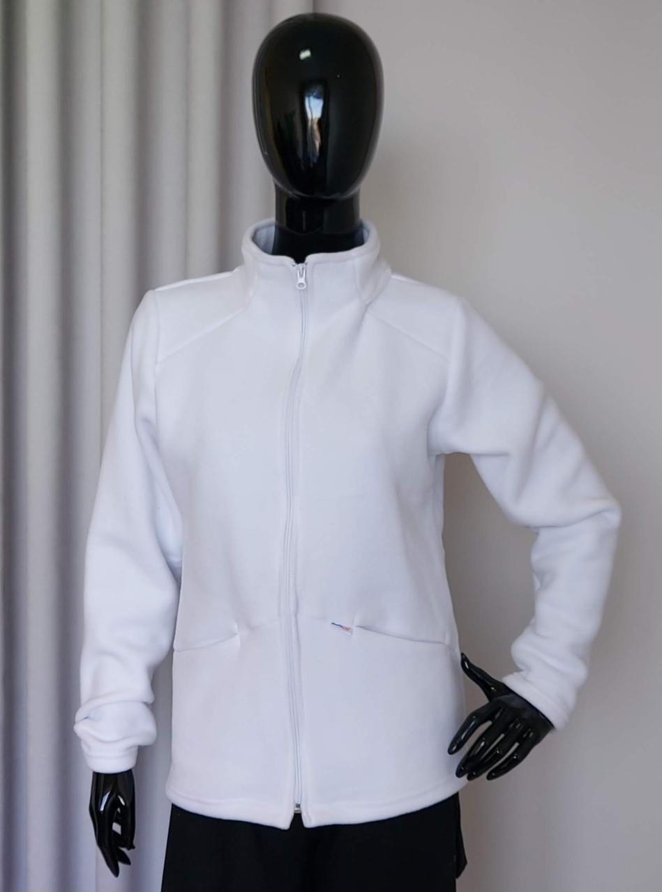 Флісова жіноча кофта білого кольору на блискавці (з 44 по 56 р), фото 1