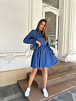 Женское платье вельвет малина/малиновое S-M, L-XL| Вельветовое женское платье джинс, S-M
