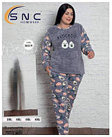 Флисовая теплая женская пижама больших размеров + махра SNC Турция батал 3ХЛ