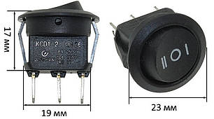 Тумблер круглий 3 положення 3 контакти d23 mm 6A, фото 3