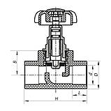 Кран вентильний 40 мм Чехія KOER Ekoplast, фото 4