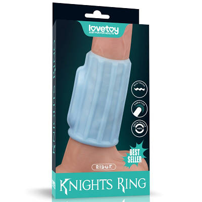 Насадка на пінис Lovetoy Vibrating Ridge Knights Ring Blue