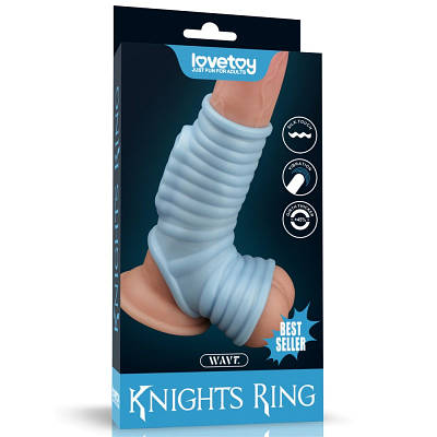 Насадка на пінис Lovetoy Vibrating Wave Knights Ring with Scrotum Sleeve Blue