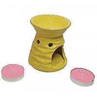Аромалампа керамическая, подарочный набор лимонная 13х8х7,5 см-32025