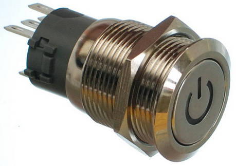 Кнопка антивандальная d22mm різьблення 19mm h32mm 5 контактів індикація, фото 1