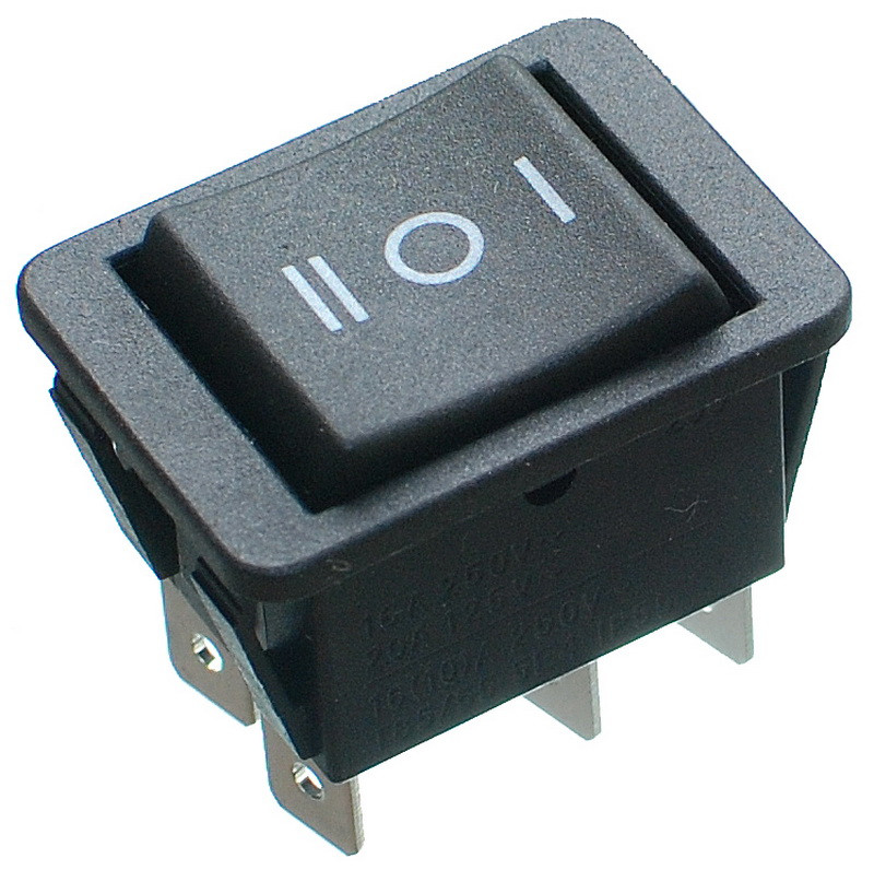 Тумблер 3 положення 6 контактів пружина 25*34 mm 16A