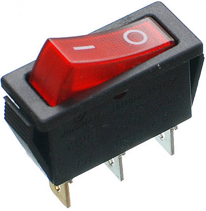 Тумблер з підсвічуванням 2 положення 3 контакти 14*32 mm h29mm 16A, фото 1