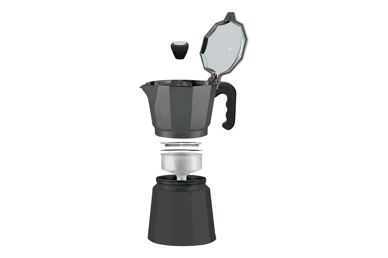 Кофеварка гейзерная алюминиевая Maesrto - 150мл черная - фото 2 - id-p1974110053