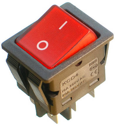 Тумблер з підсвічуванням 2 положення 6 контактів 25*32 mm 16A, фото 1