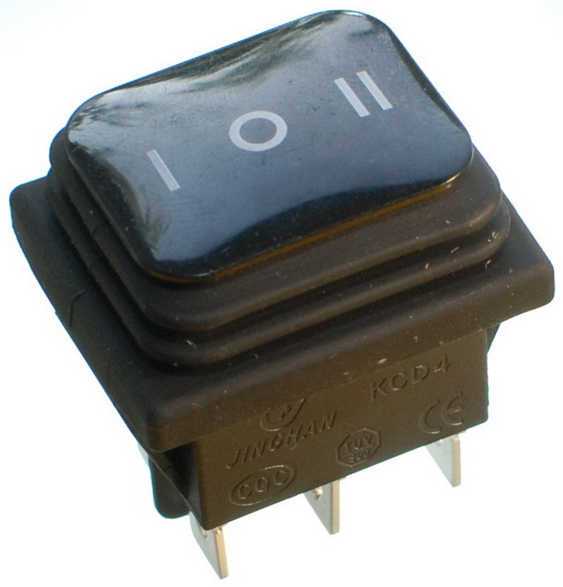 Тумблер 3 положення 6 контактів 29*35 mm з пильовиком 16A