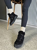 Черевики жіночі замшеві чорного кольору зимові хорошее качество Размер 36