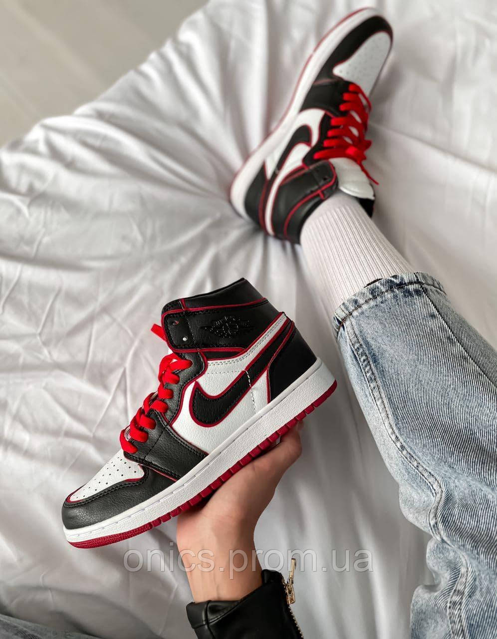 Nike Air Jordan 1 Retro Mid Black White Red хорошее качество кроссовки и кеды хорошее качество Размер 45 - фото 2 - id-p1966802085