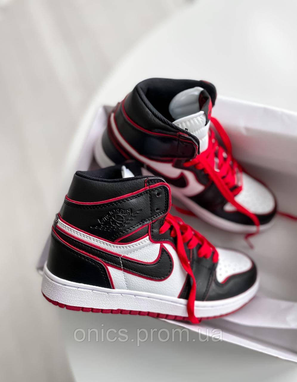 Nike Air Jordan 1 Retro Mid Black White Red хорошее качество кроссовки и кеды хорошее качество Размер 45 - фото 8 - id-p1966802085