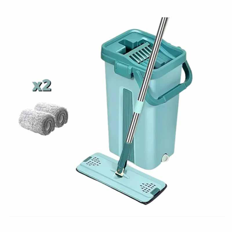 Швабра-ледар з відром комплект Scratch Cleaning Mop 8л з автоматичним віджиманням, світло-зелений