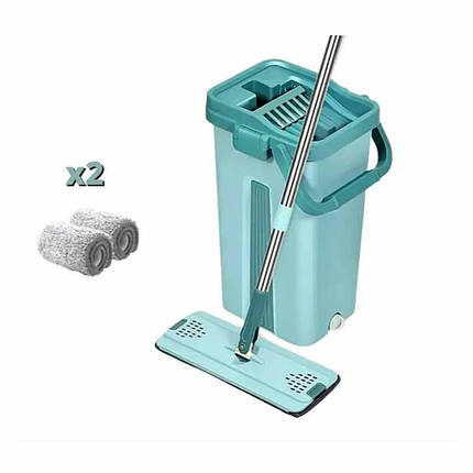 Швабра-ледар з відром комплект Scratch Cleaning Mop 8л з автоматичним віджиманням, світло-зелений, фото 1