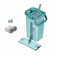 Швабра-лентяйка с ведром комплект Scratch Cleaning Mop 8л с автоматическим отжимом, светло-зеленый