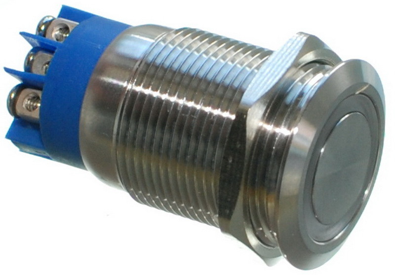 Кнопка антивандальная d22mm різьблення 19mm h36mm 6 контактів під гвинт індикація