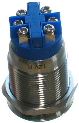 Кнопка антивандальная d22mm різьблення 19mm h36mm 6 контактів під гвинт індикація, фото 3